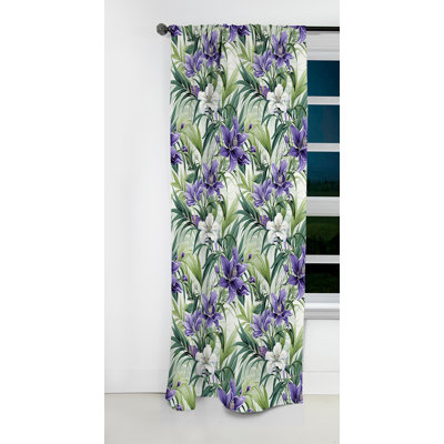 Green Purple Bamboo Serenade Tropical Pattern I - Floral Blackout Curtain - 1 Panels