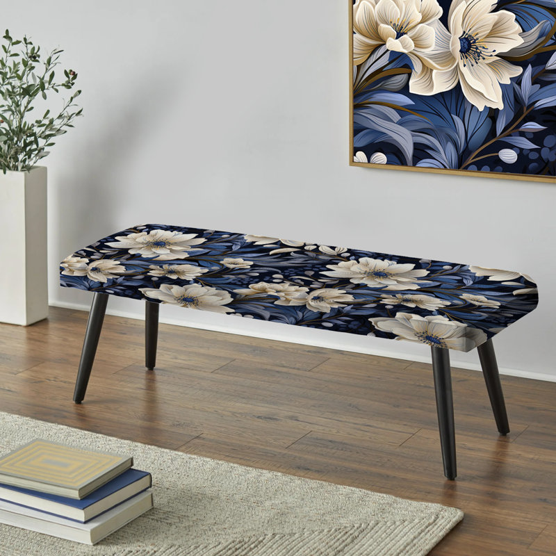 Twilight Whispers Moody Patterns - Banc noir rembourré à motif floral