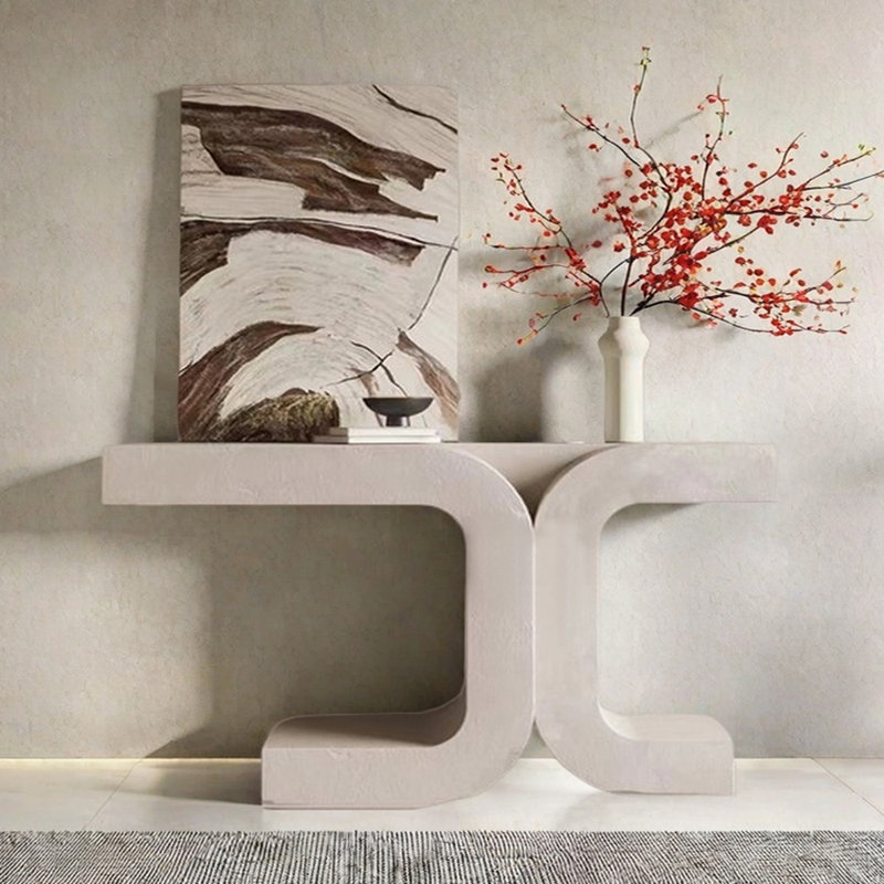Console scandinave Creative, Blanc, crème, H 33,5 po x l 55,1 po x P 13,8 po