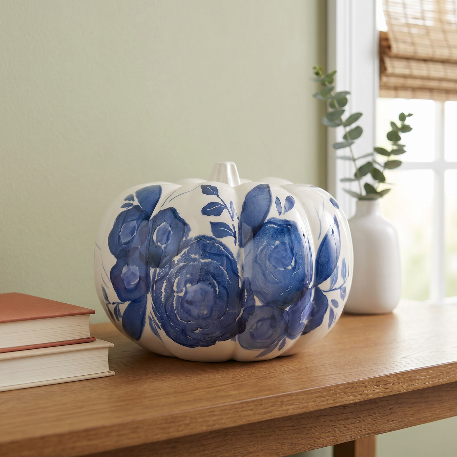 Blue Camellia Ceramic Sculpture