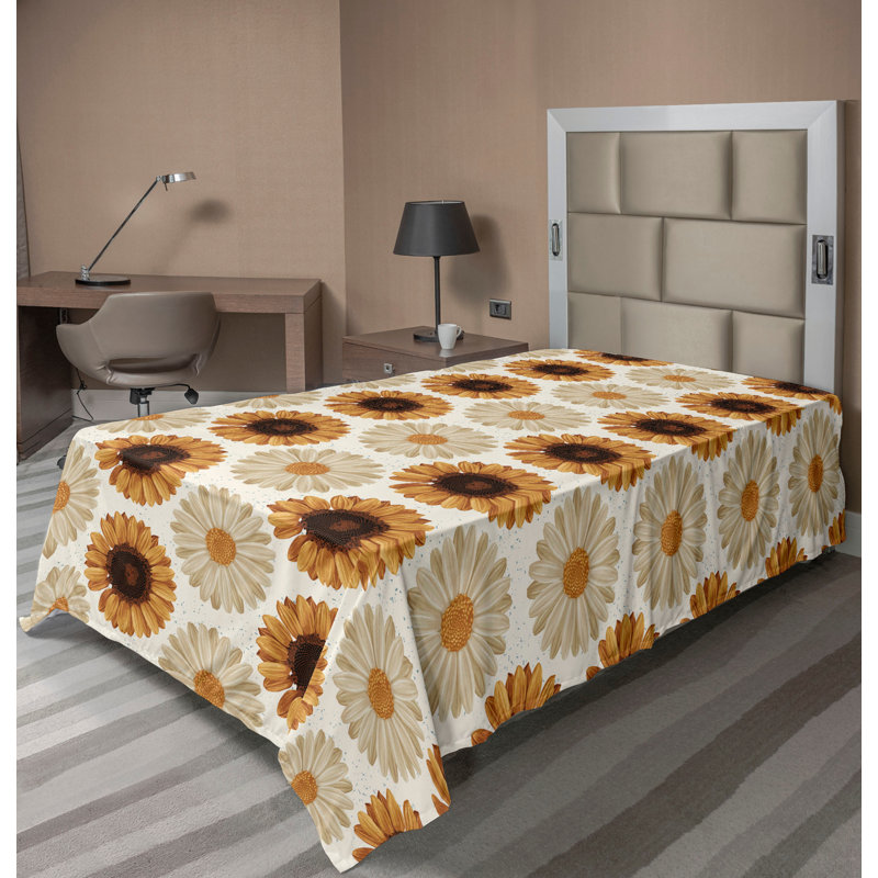 Drap de couleur tournesol Ambesonne, Drap plat pour lit simple
