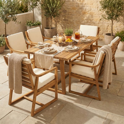 Outdoor Dining Set 7-Piece Outdoor Dining Set Patio Table And Chairs Set Modern Outdoor Furniture Set for Patio, Backyard, Garden