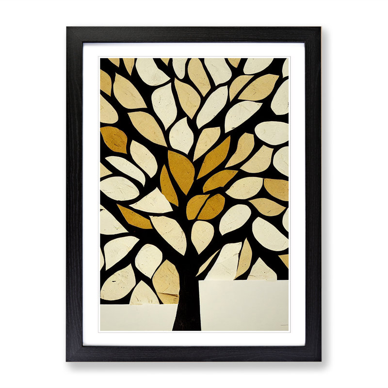 Pear Tree Torn Paper - Single Picture Frame Print, 34cm H x 25cm W x 2cm D, Oak