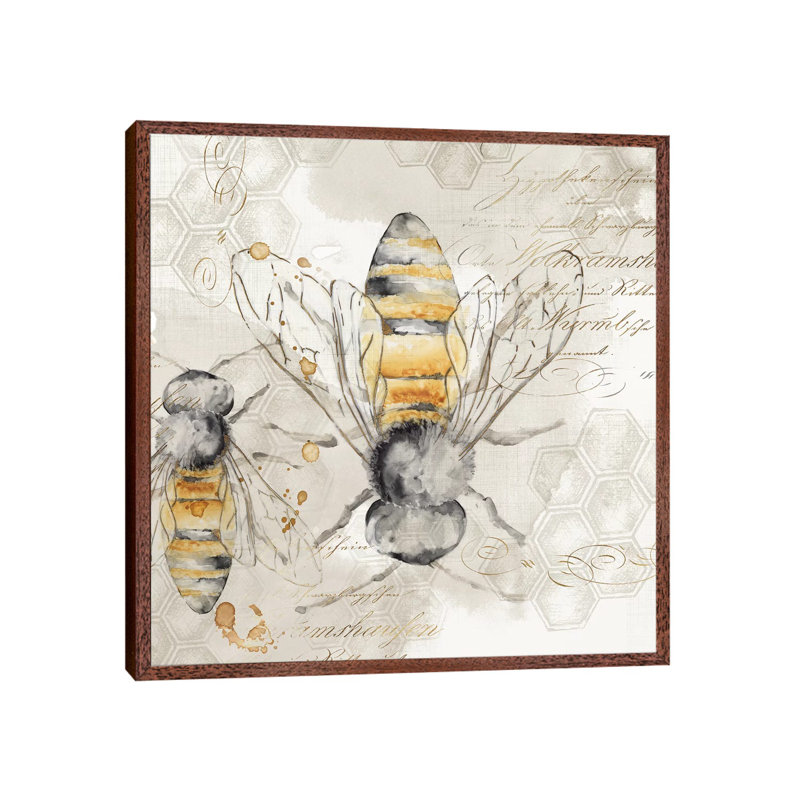 Queen Bee I by Eva Watts - Print on Canvas, 66.04 cm H x 66.04 cm W, Classic Brown Wood Framed