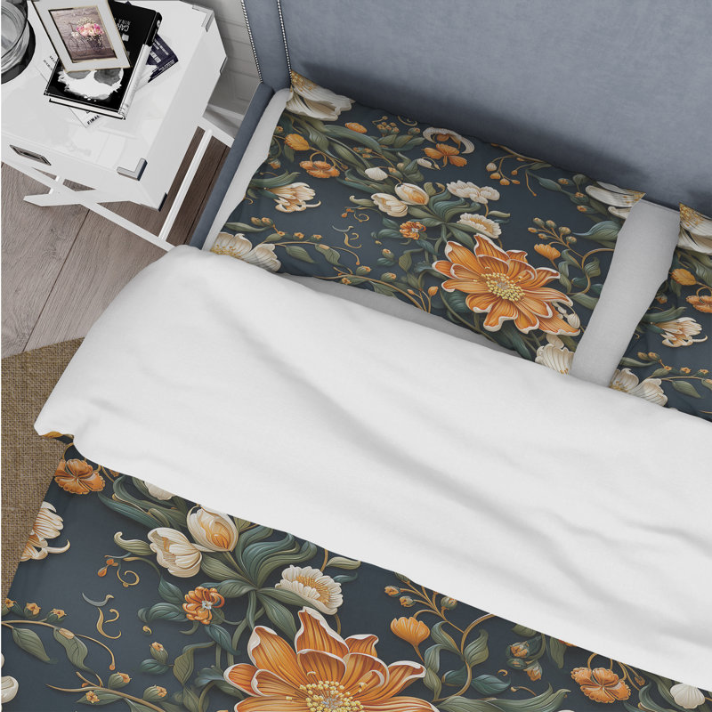 Honi Imperial Grandeur - Ensemble de housse de couette à motif floral oriental - Microfibre de polyester