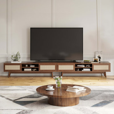 Meuble télé 65 po Mid-Century Rattan Modern