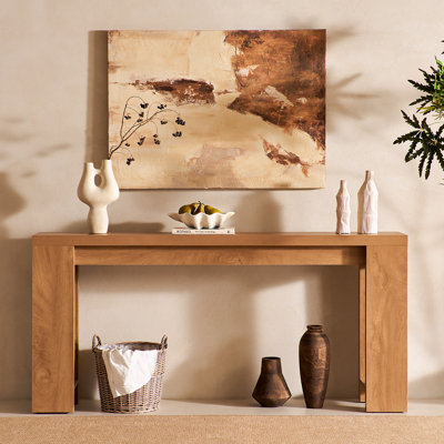 68 " Extra Long Console Table - Farmhouse Narrow Entryway Hallway Sofa Table for Living Room, Natural Oak