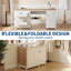 Grande table de couture pliante, table de machine à coudre avec tablettes de rangement, bureau d'appoint roulant au design compact-130480664