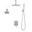 Shower Faucet Set, 10 Inch Ceiling Mount Rainfall Shower System with 6 Inch Wall Mount Head and 2 in 1 Handheld Spray, Rotatable 3-Function Dual Rain Head Brass Valve & Trim Kit, Brushed Nickel-124573582