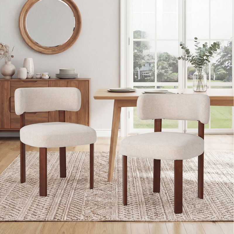48.5cm H Upholstered Upholstered Back Side Chair, Fabric Oatmeal