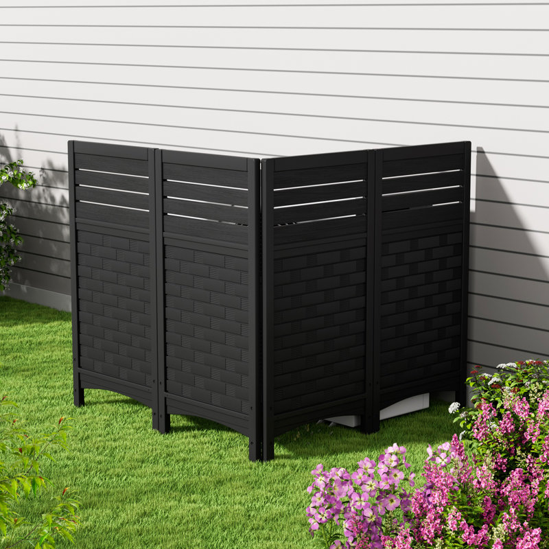 Panneaux de clôture décoratifs en plastique (PEHD) l 22,3 po x H 44,7 po, noir, Noir