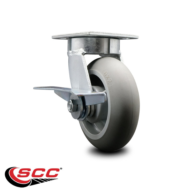 Roue pivotante en caoutchouc 6 po Kingpinless