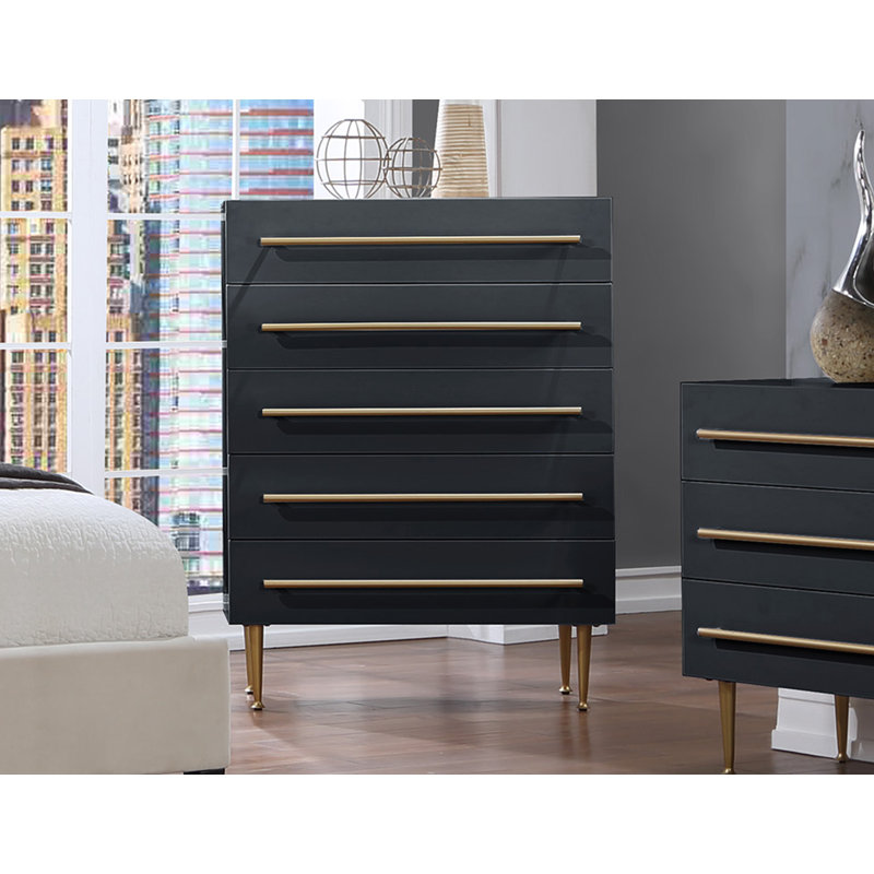 Deneus 5 - Drawer Chest, Black