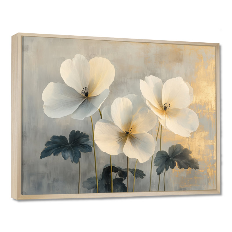 Geraniums Pure Form Minimalisme III - Geraniums, reproduction sur toile encadrée, H 16 po x l 32 po, Cadre flottant