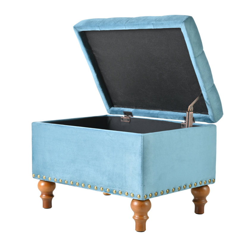 Repose-pieds Modern Living, repose-pieds en velours, Bleu clair