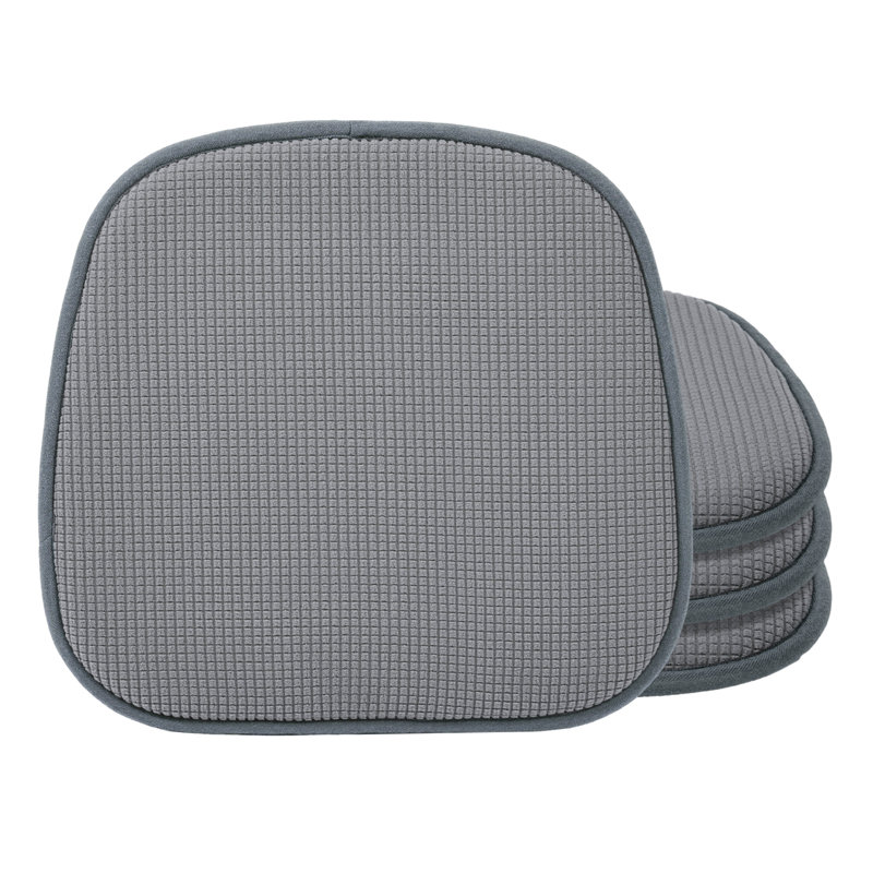 Indoor 1.3'' Dining Chair Seat Cushion, Gray Polyester/Polyester Blend