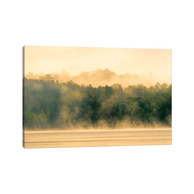 Canada, New Brunswick, Mactaquac. Morning Fog On Saint John River At Sunrise by Jaynes Gallery - Wrapped Canvas Print