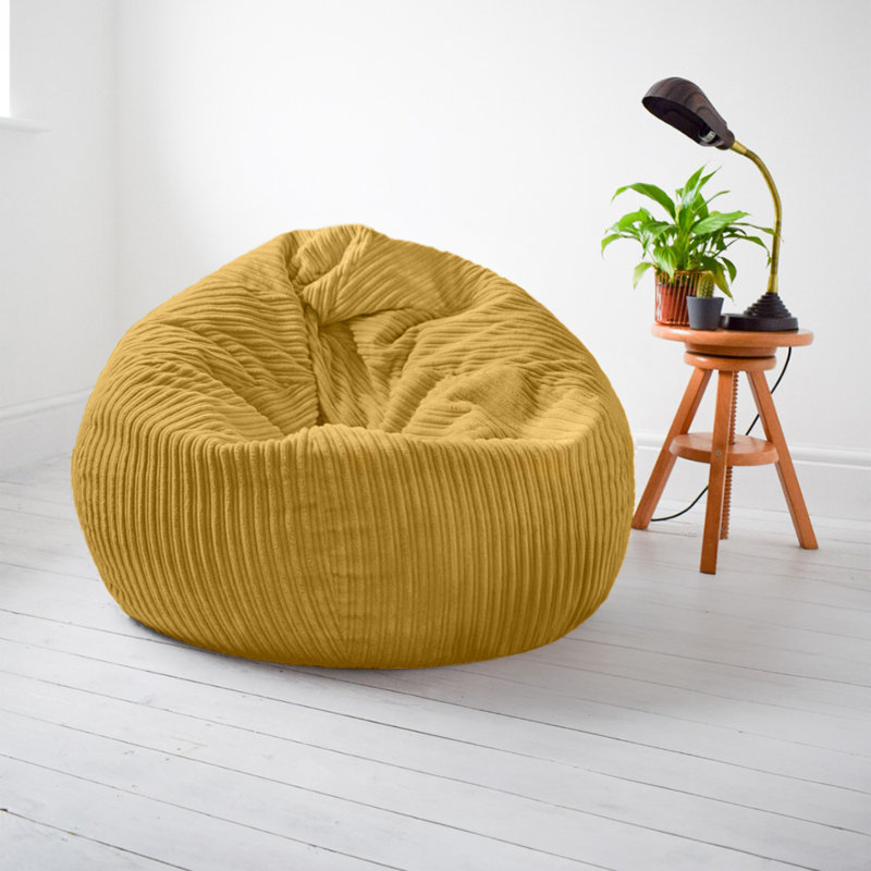 rucomfy Beanbags Large Corduroy Slouchbag - Plush Bean Bag Chair for Adults, Teens and Kids - Home Furniture Seating for Living Room or Bedroom - Machine Washable 80cm x 110cm