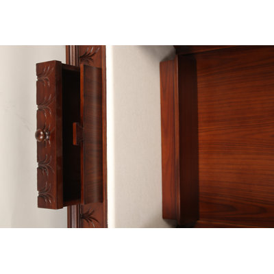 Large Hand-Carved Puja Mandir, 41-Inch Wood & Marble Home Temple with Drawer