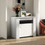 Console extensible Brigg 118,50 po, finition en marbre blanc et carton gris, console polyvalente pour salle à manger multifonctionnelle 120,13 po x 36,03 po, blanc et essentiel pour la décoration intérieure