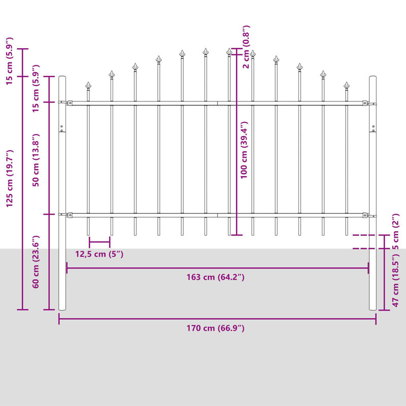 Aairah Farming and Garden Fence Panel, 115 cm H x 170 cm W, 3 Posts, Brown