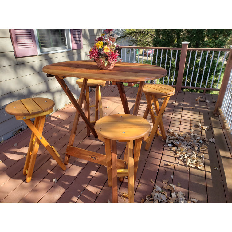 Tailbak 4 - Person Wood Patio Dining Set with Oval Table