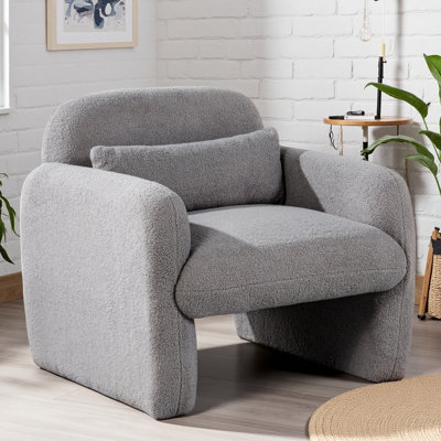 Élégant et minimaliste fauteuil en molleton simple avec accoudoirs et coussin, fauteuil, fauteuil d'appoint pour le salon