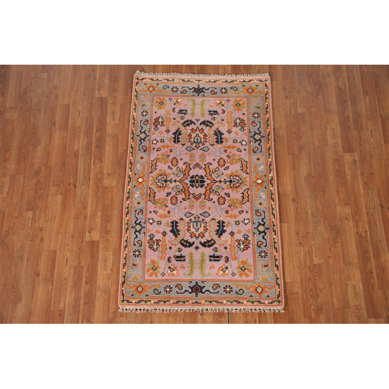 Tapis oriental rose fait à la main Oushak 3 x 5