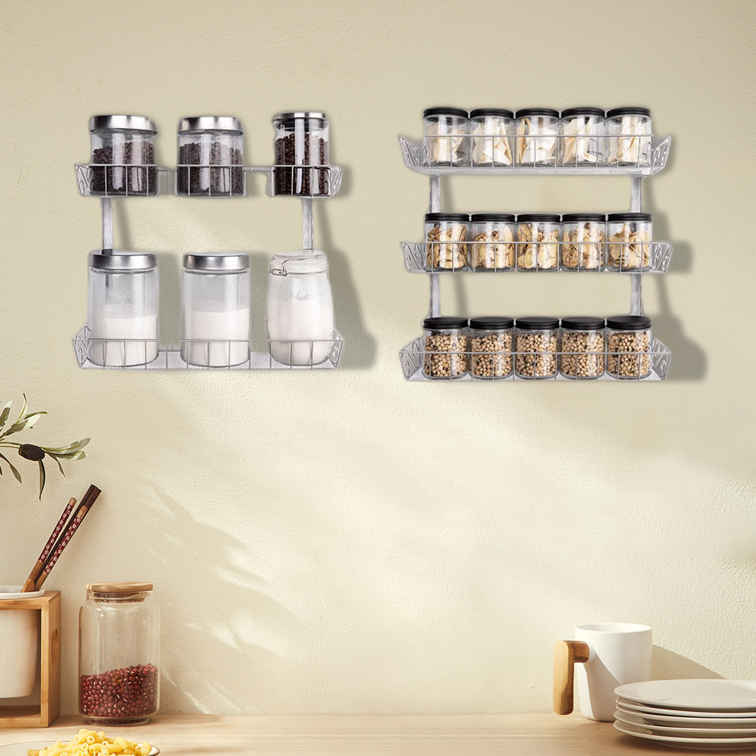 1pc Stainless Steel Spice Rack, Wall Mounted Multifunction Kitchen Storage  Rack For Kitchen