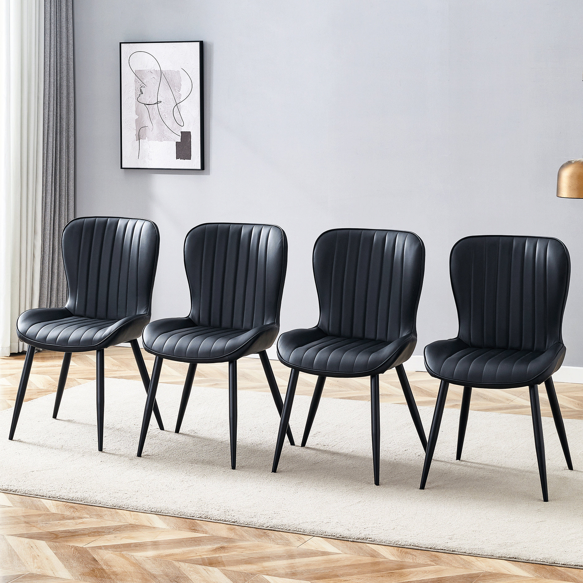 Corrigan Studio® 4 Black Ergonomic Chairs - Soft Cushions For A ...