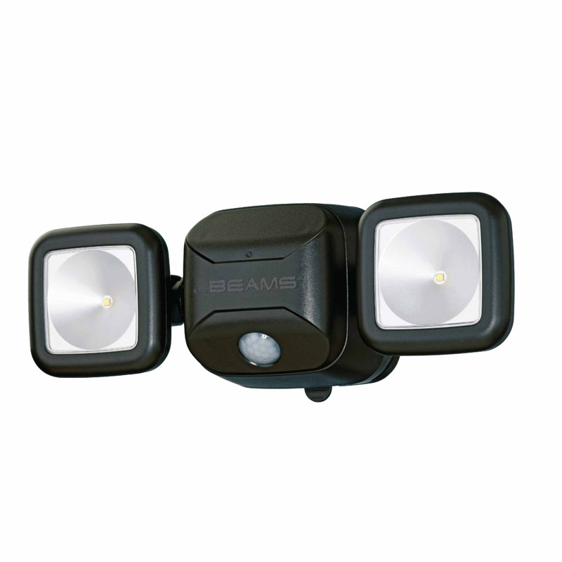 2 - Head LED Battery Powered Dusk to Dawn Outdoor Security Flood Light with Motion Sensor and Timer