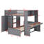 Lit mezzanine double avec lit simple attaché, étagère, bureau et garde-robe-114446969