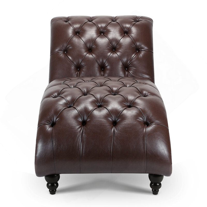 Chaise longue sans accoudoirs touffetée, Marron foncé