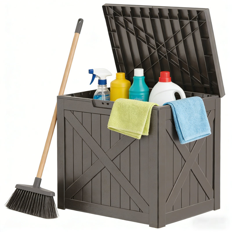 32 Gallon Outdoor Deck Box, Weather-Resistant Resin Patio Storage Box for Garden Tools, Pool Supplies, Outdoor Cushions & Toys