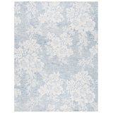 Glamour 151 Hand Tufted Wool/Cotton/Viscose Floral Rug in Blue/Ivory