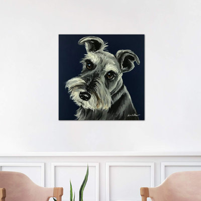 Schnauzer Navy - Wrapped Canvas Painting