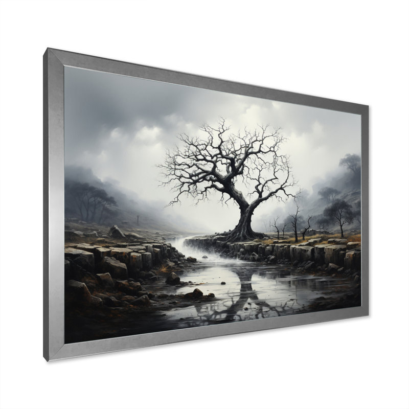 Arbre gris gris mystique sur toile, H 30 po x l 40 po x P 1,5 po, Cadre photo argenté