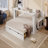 Queen Size Daybed Frame With Removable Desk, With Storage Function Drawers And  Hydraulic Side Table-1831755483-1831755477