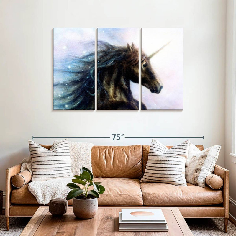 Licorne noire Kelan, H 36 po x l 57 po