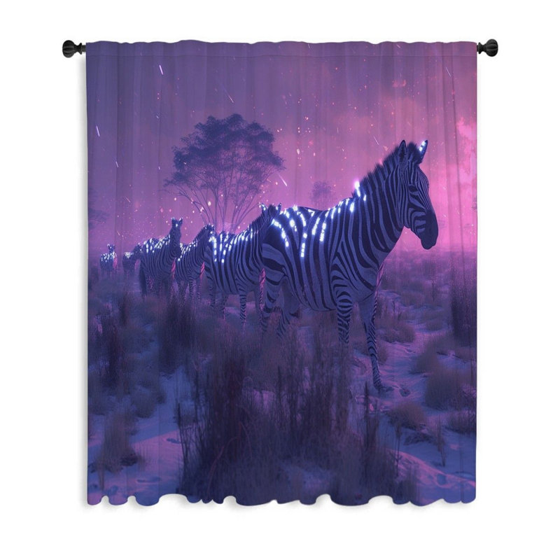 Zebra Fantasy Warm Sheer Curtain Single Panel, 53" W x 87" L