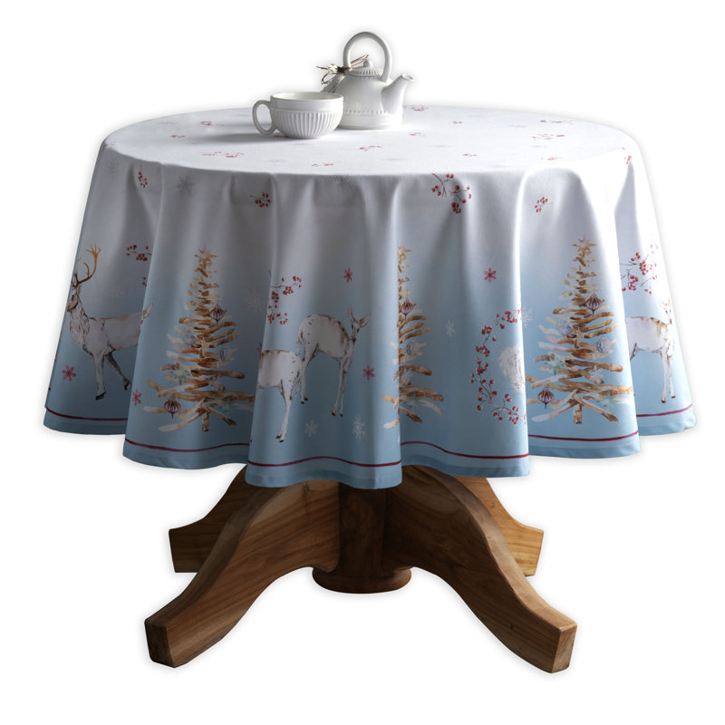100% Cotton Round Christmas Tablecloth, 69" x 69"