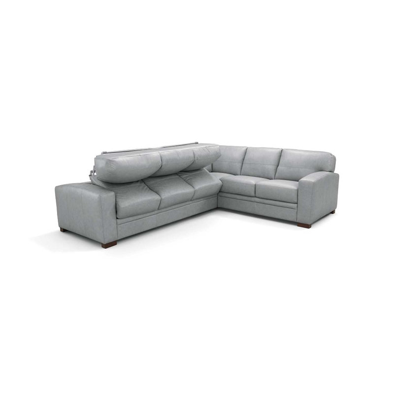 Canapé modulaire de 174 po avec couchette Goma, cuir fleur gris clair