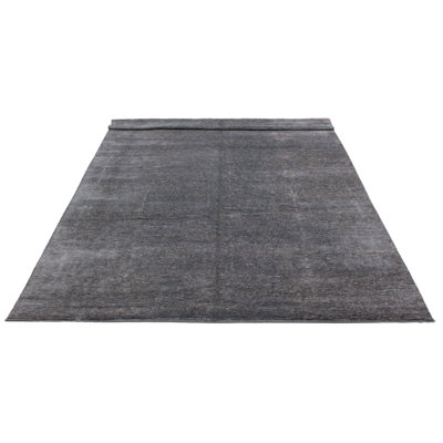 Tapis gris Loreto noué à la main unique 11 pi 5 po x 18 pi 0 po