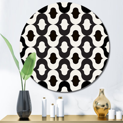 «Black and White Retro Geometrics», art mural à motif de cercle en métal