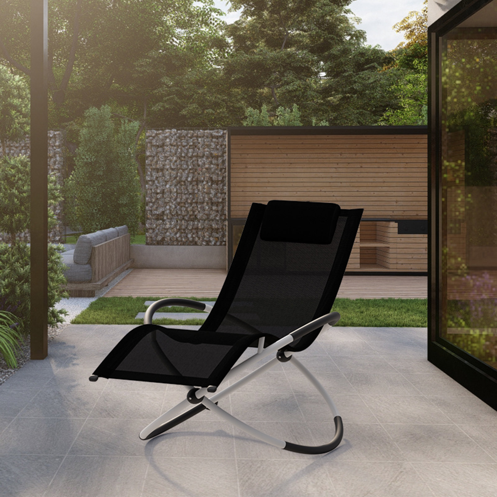 Wrought Studio™ Foldable Outdoor Rocking Chair | Wayfair