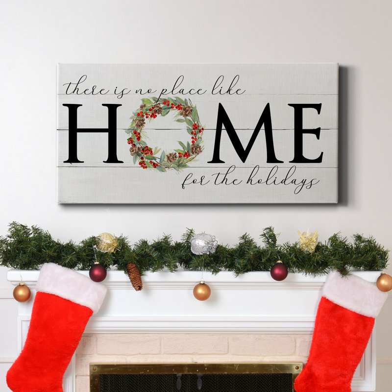 Toile tendue avec châssis de qualité supérieure Home For The Holidays - prête à être accrochée, H 24 po x l 12 po x P 1 po