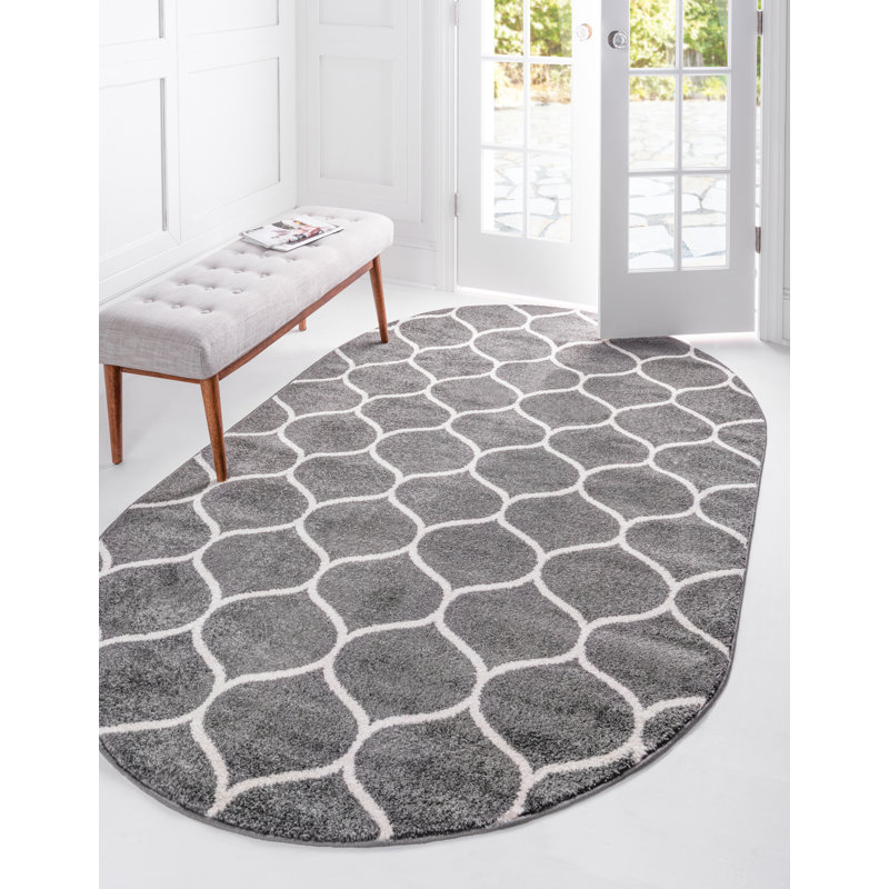Tapis gris foncé Lllan, Ovale 5 pi 3 po x 8 pi