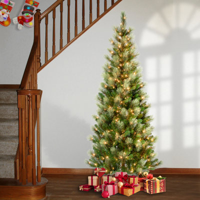 Pre-Lit Slim Pine Christmas Tree