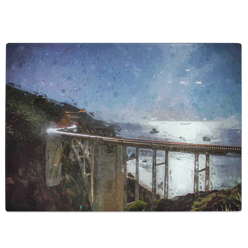 Tempered Glass Bixby Creek Bridge in California Chopping Board, 28.5 cm W x 20 cm L