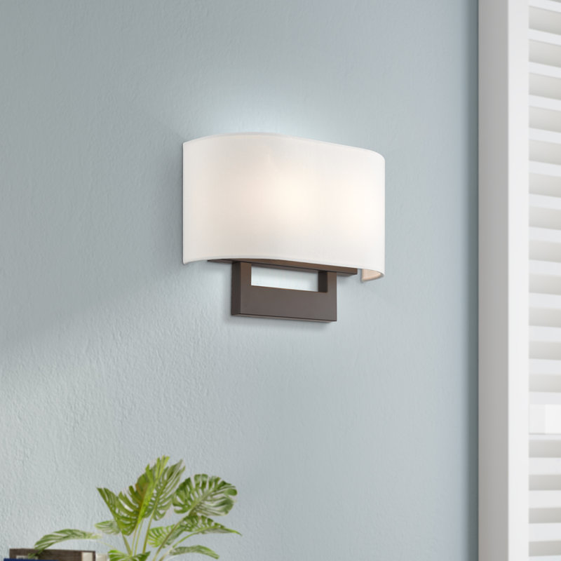 Applique murale en acier Rakhee, Blanc, Bronze, H 9 po x l 13 po x P 3,95 po
